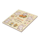 Cute Easter Bunnies Whimsical 1st Birthday タイル (側面)