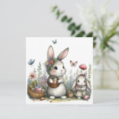 Cute Easter Bunnies with Eggs Whimsical Spring  カード (スタンド正面)