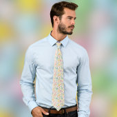 Cute Easter Bunnies with Pastel Eggs and Ferns ネクタイ