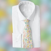 Cute Easter Bunnies with Pastel Eggs and Ferns ネクタイ