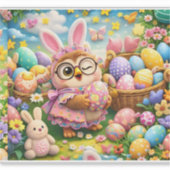 Cute Easter bunny and colourful eggs whimsical シール (正面)