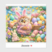 Cute Easter bunny and colourful eggs whimsical シール (シート)