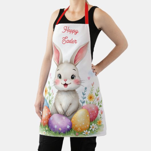 Cute Easter Bunny And Eggs Modern Collection エプロン (インサイチュ)