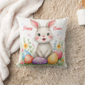 Cute Easter Bunny And Eggs Modern Collection クッション (ブランケット)