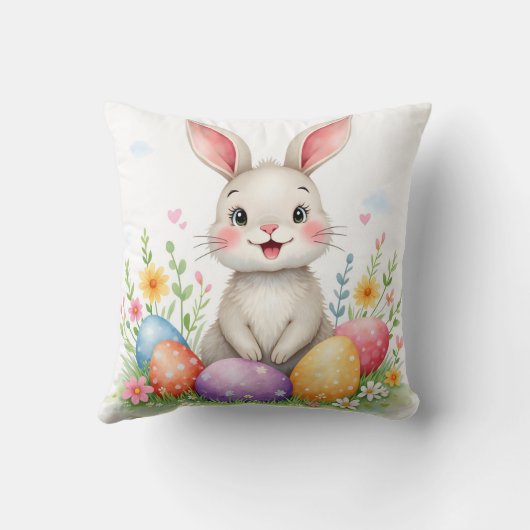 Cute Easter Bunny And Eggs Modern Collection クッション (裏面)