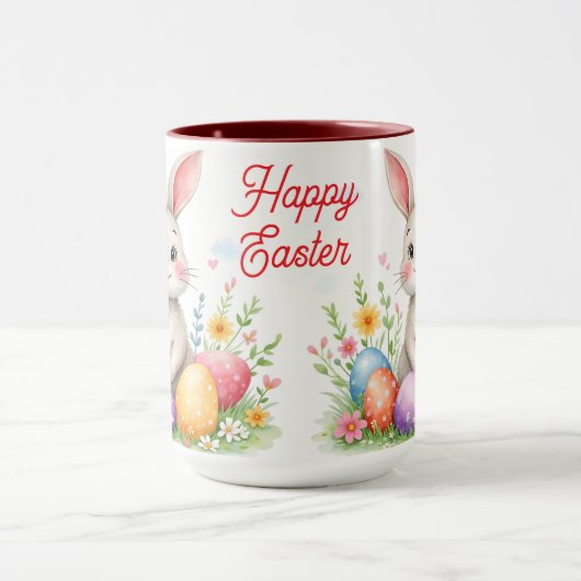 Cute Easter Bunny And Eggs Modern Collection マグカップ (中央)