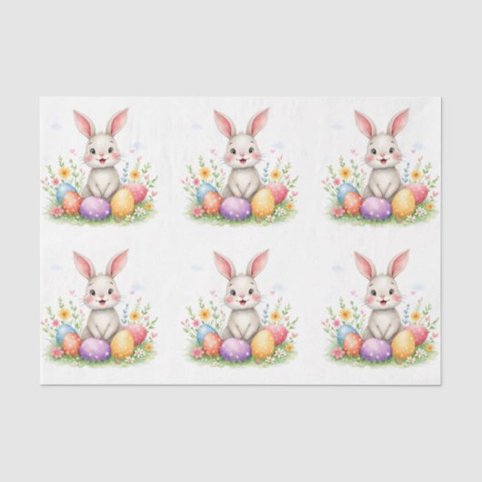 Cute Easter Bunny And Eggs Modern Collection 薄葉紙 (正面)