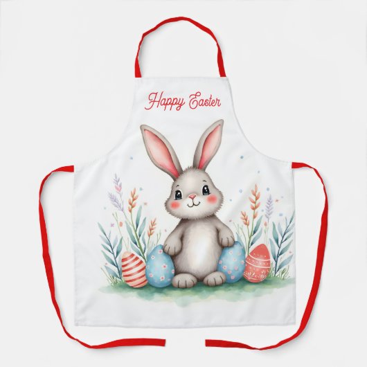 Cute Easter Bunny And Eggs Popular Collection エプロン (正面)