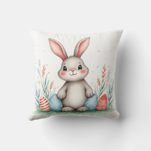 Cute Easter Bunny And Eggs Popular Collection クッション (裏面)