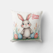 Cute Easter Bunny And Eggs Popular Collection クッション (正面)