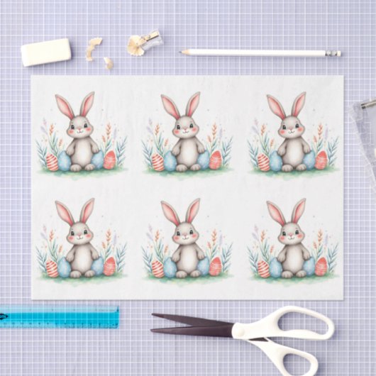 Cute Easter Bunny And Eggs Popular Collection 薄葉紙 (クラフト)