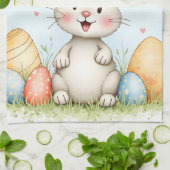 Cute Easter Bunny And Eggs Trendy Collection キッチンタオル (折り畳み)