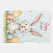 Cute Easter Bunny And Eggs Trendy Collection キッチンタオル (横)