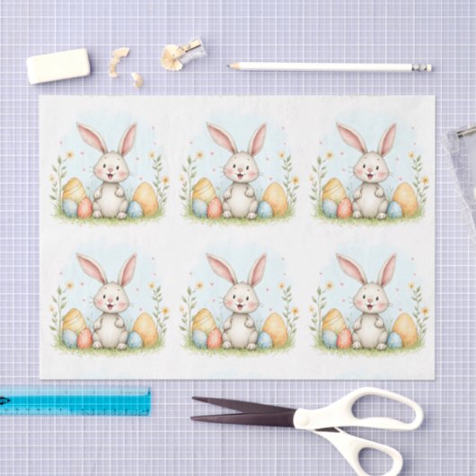 Cute Easter Bunny And Eggs Trendy Collection 薄葉紙 (クラフト)