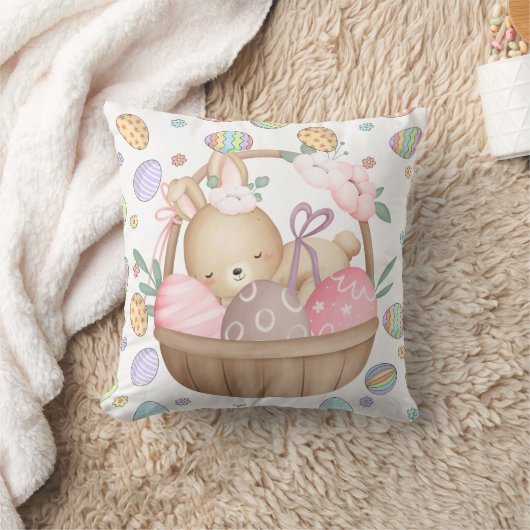 Cute Easter Bunny Basket  クッション (ブランケット)
