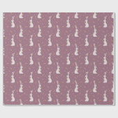 Cute Easter bunny & carrot pattern on muted purple ラッピングペーパー (フラット)