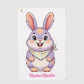 Cute Easter Bunny Cartoon ゴルフタオル (正面)