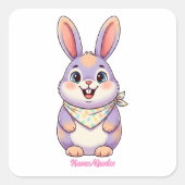 Cute Easter Bunny Cartoon スクエアシール (正面)