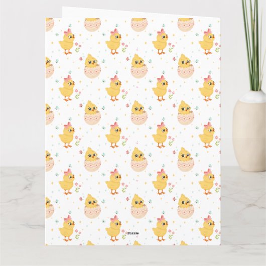 Cute Easter Bunny & Chicks | Happy Easter カード (裏面)