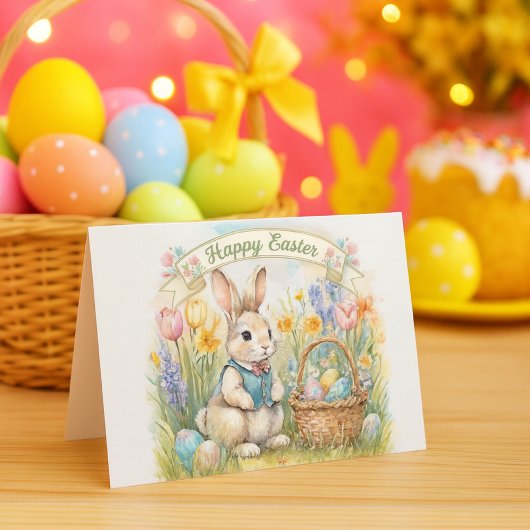 Cute Easter Bunny Children's Holiday Card シーズンカード