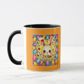 Cute Easter Bunny – Colorful Eggs Art caneca マグカップ (左)