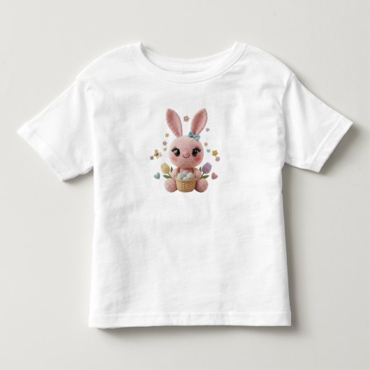 Cute Easter Bunny Crochet Style Pastel Spring Art トドラーTシャツ (正面)
