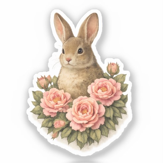 Cute Easter bunny Custom-Cut Vinyl Sticker シール (正面)