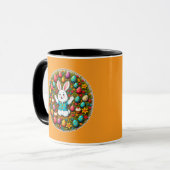 Cute Easter Bunny – Decorative Wreath caneca マグカップ (正面左)
