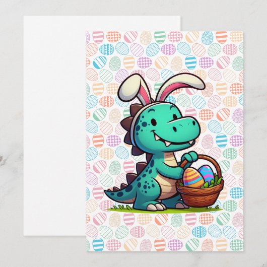 Cute, Easter bunny dinosaur シーズンカード (正面/裏面)