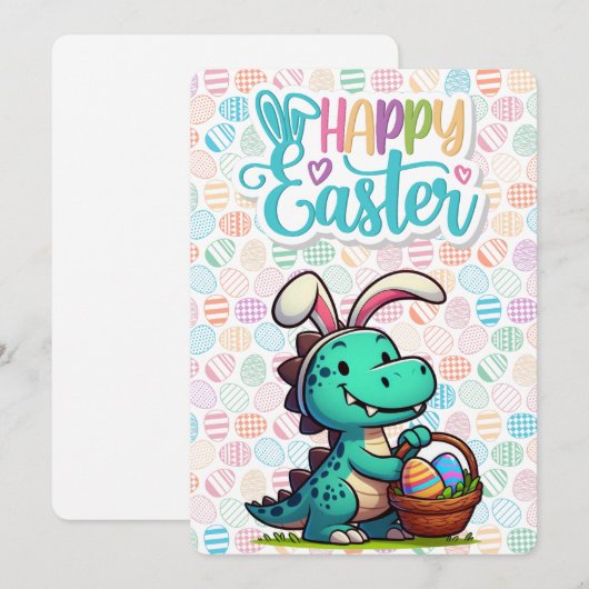 Cute, Easter bunny dinosaur シーズンカード (正面/裏面)