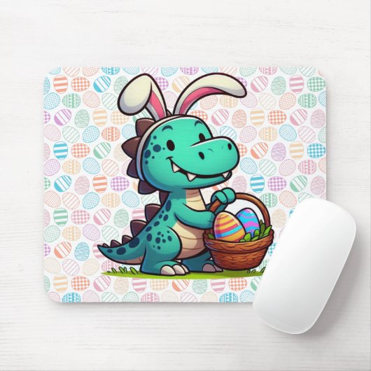 Cute, Easter bunny dinosaur Mouse Pad マウスパッド (マウス)