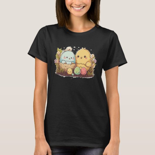 Cute Easter Bunny Easter Egg Men Women Kids 13 Tシャツ (正面)
