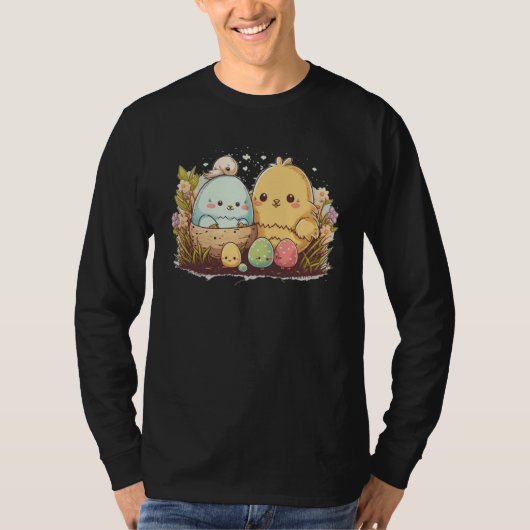 Cute Easter Bunny Easter Egg Men Women Kids  13 Tシャツ (正面)