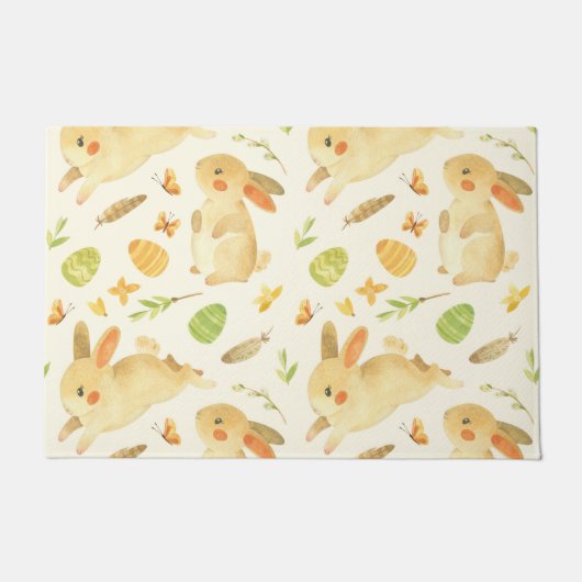 Cute Easter Bunny Eggs Pattern Gift, Happy Easter ドアマット (正面)