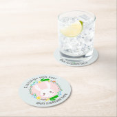 Cute Easter Bunny Face Flower Wreath Custom ラウンドペーパーコースター (インサイチュ)