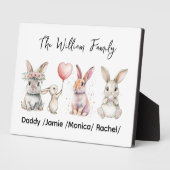 Cute Easter Bunny Family Plaque – Personalized  フォトプラーク (側面)