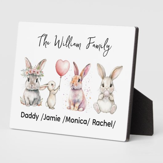 Cute Easter Bunny Family Plaque – Personalized  フォトプラーク (側面)