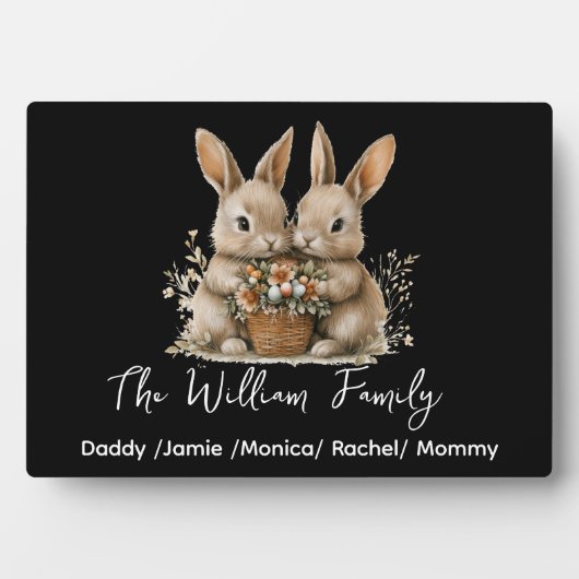 Cute Easter Bunny Family Plaque – Personalized  フォトプラーク (正面)