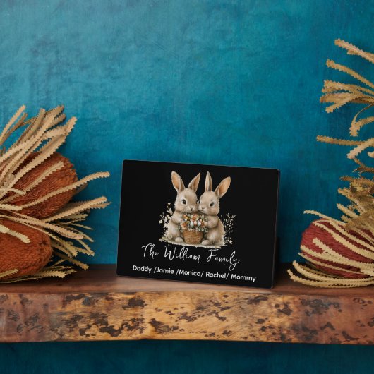 Cute Easter Bunny Family Plaque – Personalized  フォトプラーク (側面)