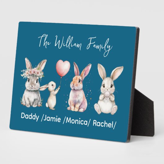 Cute Easter Bunny Family Plaque – Personalized  フォトプラーク (側面)