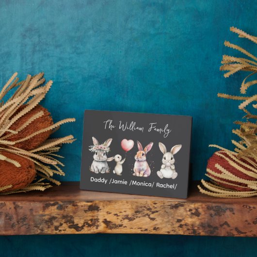 Cute Easter Bunny Family Plaque – Personalized  フォトプラーク (側面)