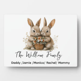 Cute Easter Bunny Family Plaque – Personalized  フォトプラーク
