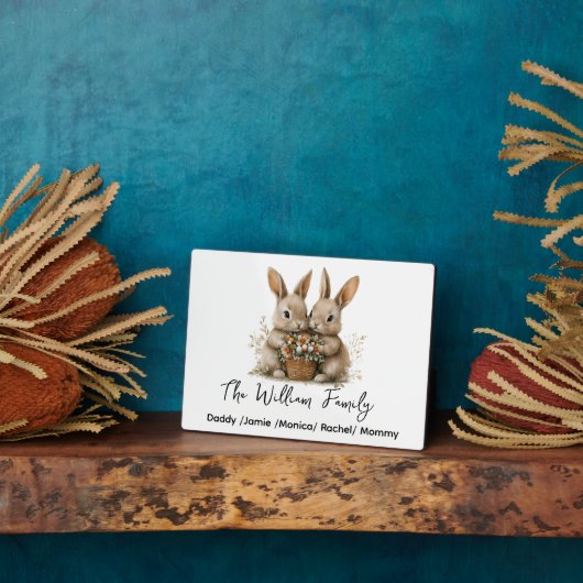 Cute Easter Bunny Family Plaque – Personalized  フォトプラーク (側面)