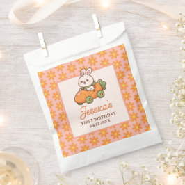 Cute Easter Bunny Floral 1st Birthday Party フェイバーバッグ