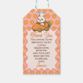Cute Easter Bunny Floral 1st Birthday Thank You  ギフトタグ (正面)