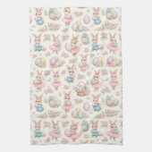 Cute Easter Bunny Floral Pattern - Pastel Spring キッチンタオル (縦)