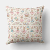 Cute Easter Bunny Floral Pattern - Pastel Spring クッション (裏面)