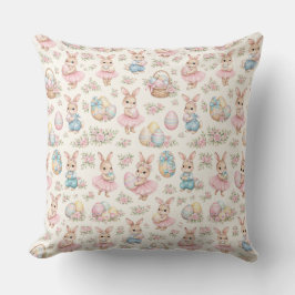 Cute Easter Bunny Floral Pattern - Pastel Spring  クッション