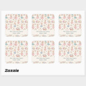 Cute Easter Bunny Floral Pattern - Pastel Spring スクエアシール (シート)