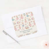 Cute Easter Bunny Floral Pattern - Pastel Spring スクエアシール (封筒)